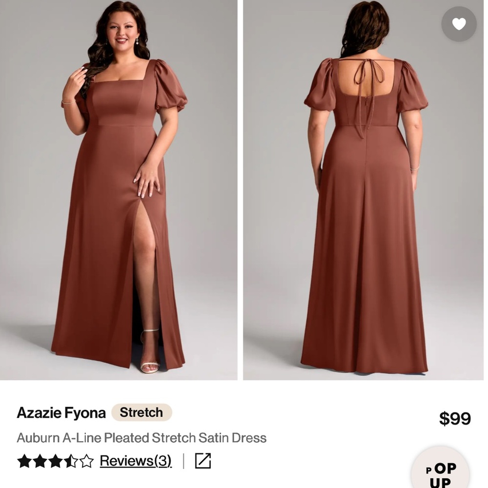 Azazie Fyona Satin Maxi Dress in Auburn